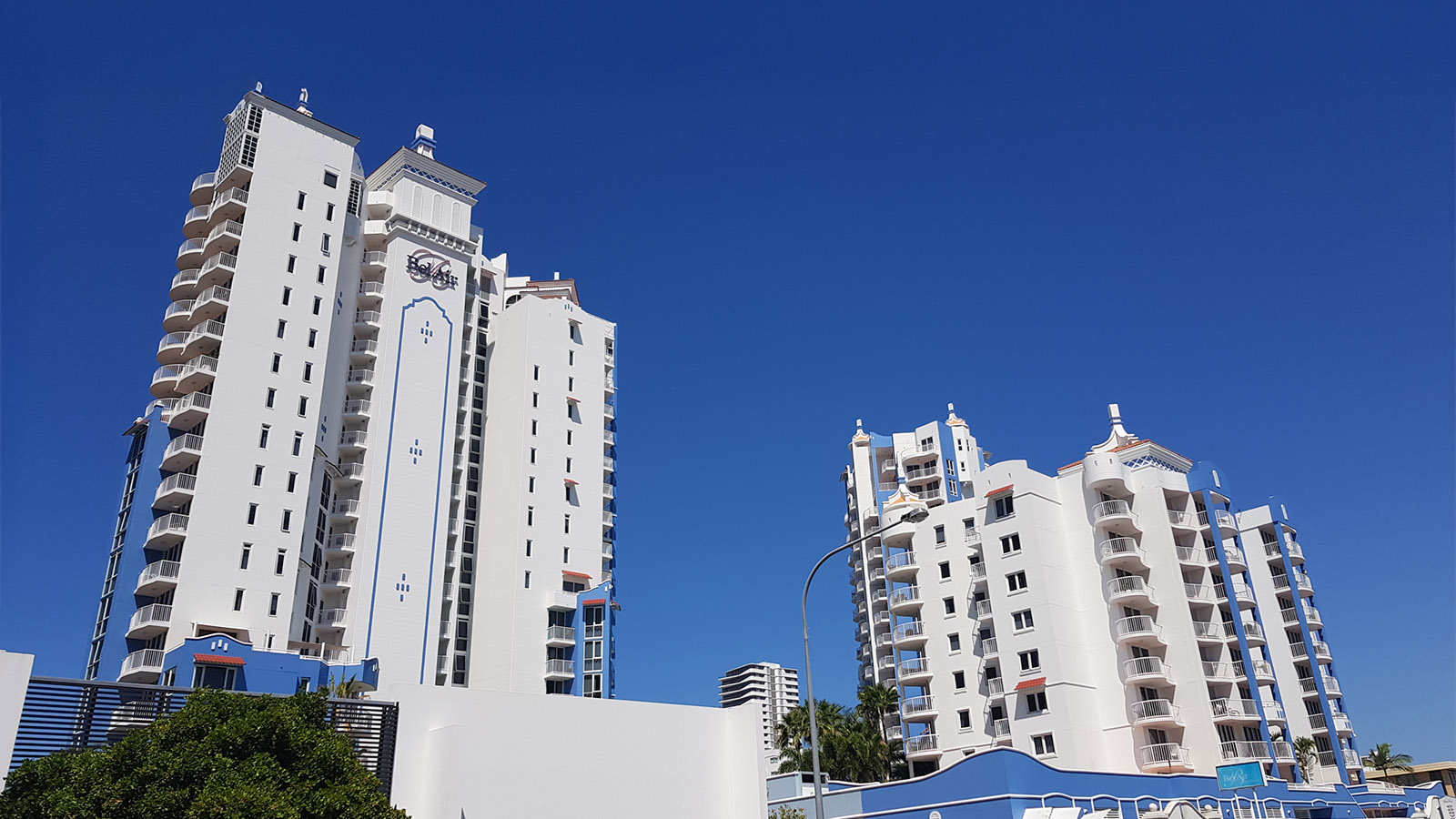 Exterior building transformation with digital colour overlay