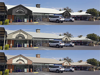 three colour scheme options displayed with digital overlays